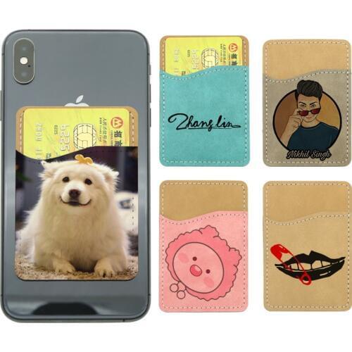 20pcs/lot Blank Sublimation PU-Leather Card Bag Holder Stick on Mobile Phone for Heat transfer Printing Blank consumables DIY
