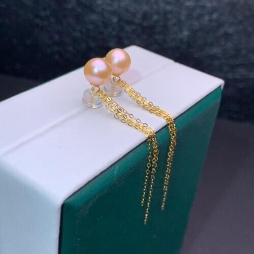 Shilovem 18k yellow gold Natural freshwater pearls Drop Earrings fine Jewelry women trendy anniversary myme077.500zz