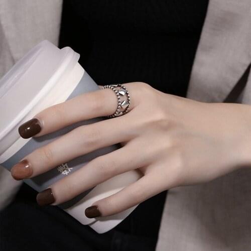Women Jewelry Fashion Statement Rings 2021 New Design Silvery Plating Vintage Temperament Women Rings For Party Gifts