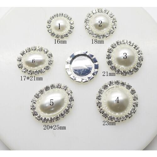 10pcs/lot Silver Multi Size White Pearl Diy Accessories Colthing Don't Have Scratches Wedding Decoration Flower Metal Flatback