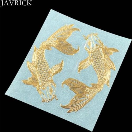 2Pcs/Pair Golden Carp Fish Epoxy Resin Mold Material Metal Sticker DIY Handmade Jewelry Fillings for Phone Case Making