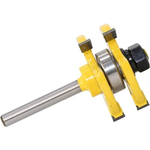 2pcs Tongue And Groove Set 1/4 Inch Shank Router Bit 3 Teeth Adjustable T Shape Wood Milling Cutter