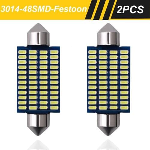 2x C10W C5W Festoon 31mm 36mm 39mm 41mm 3014 LED 12V White Bulb Car License Plate Interior Room Ceiling Reading Dome Map Lamp