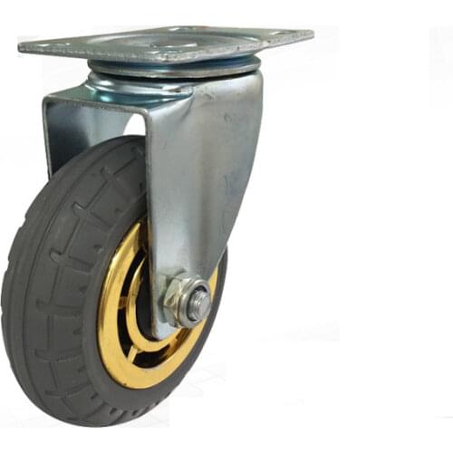 One piece 3inch caster solid rubber tire trolley wheel bearing caster universal mute round wheel small cart medical bed wheel