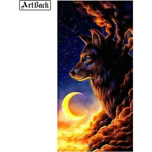 5d diy diamond painting wolf moon picture for home decoration full square diamond mosaic 3d diamond embroidery sewing artwork