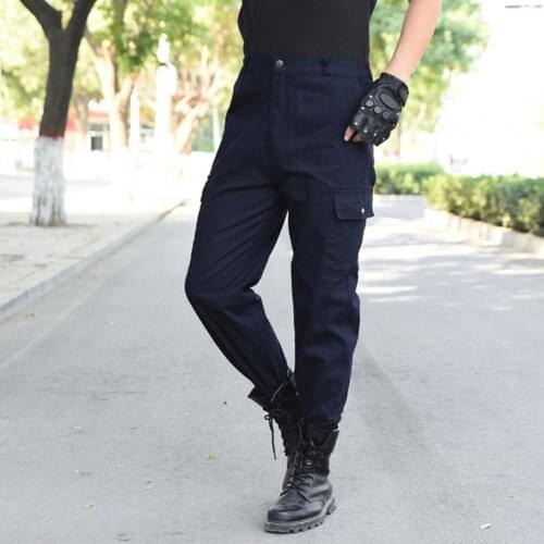 75% Hot Sales!!! Men Solid Color Pockets Solid Color Cargo Pants Training Hiking Working Trousers