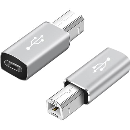 USB C Female to USB B Male Adapter for DAC, printer, MIDI Keyboard, Electric Pianos, USB Microphone and Scanner, Audio Interface