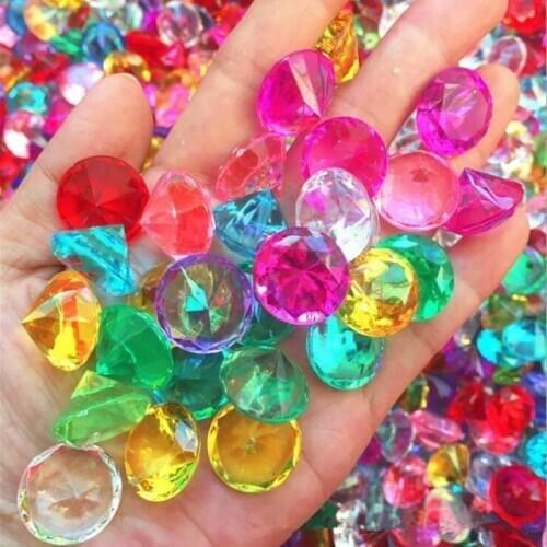 20mm Acrylic Crystal Faux Diamond Jewels Children Treasure Chest Kids Cosplay Props Accessories Halloween Party Favor Christmas