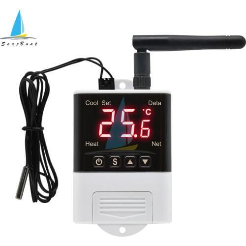 Wireless Temperature Controller AC 110-220V LED Digit Thermostat Sensor Wire for Aquarium Refrigerator Incubator Heating Cooling