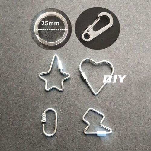 Wholesale 20pc/lot Stainless Steel Screw Key Holder Stars Oval Shaped Lobster Clasp Keychain DIY Key Chains Making Accessories