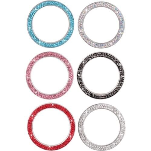 Diamond-studded Ignition Button Cover Start Stop Ignition Push Button Cover Rhinestone Crystal Ring start ignition Decorative