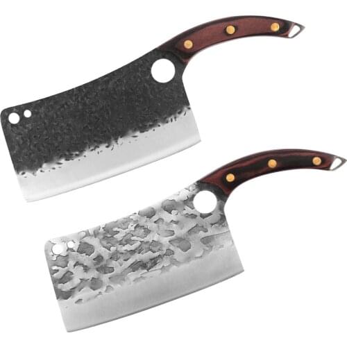 Damask 7.5'' Inch Forged Kitchen Knife Chinese Chef Knife Stainless Steel Butcher Meat Chopping Cleaver Knife With Wood Handle