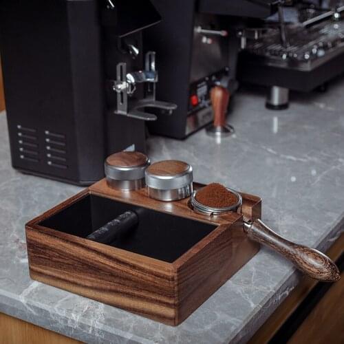Wood Coffee Filter Tamper Holder Espresso Tamper Mat Stand Cafe Tools Knock Box Slag Box Coffee Accessories for Barista