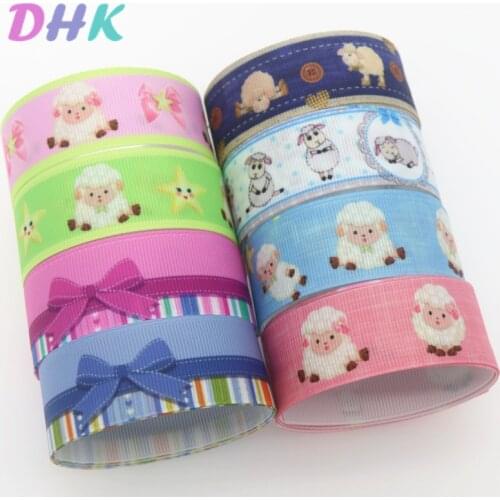 DHK 50yards Sheep bows Printed Grosgrain Ribbon Accessory Hairbow Headwear Decoration DIY Wholesale OEM S1302