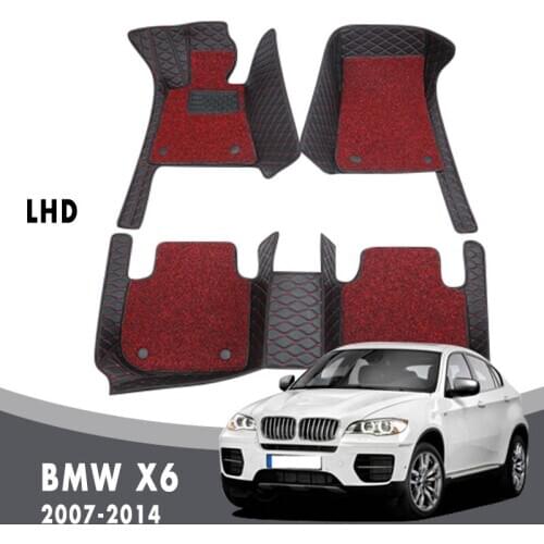 Luxury Double Layer Wire Loop Car Floor Mats Carpets For BMW X6 2014 2013 2012 2011 2010 2009 2008 2007 Accessories Leather Rugs