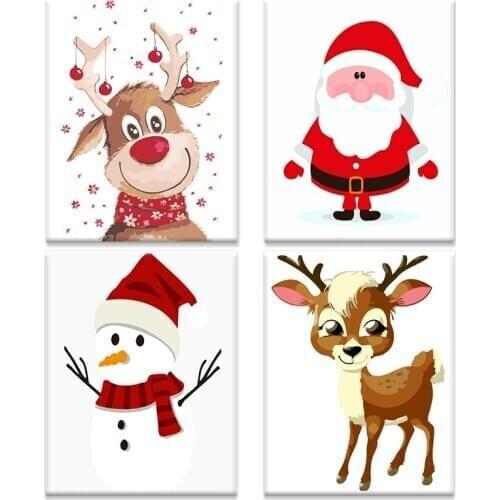 GATYZTORY Frame Painting By Numbers Kits For Kids Beginner Deer Cow Christmas Paints Diy HandPainted Drawing Kits Bedroom Decor