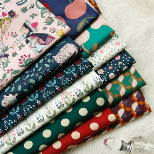 KDF12 Alice/Dots Summer Cotton Fabric,Girls' Shirts,Dresses,Curtains, Cushions,Girls Bedding DIY Materials