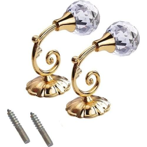 2pcs Crystal Curtain Holder Holdback Window Drapery Tie Back Hanger Hooks