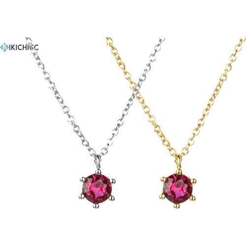 Kikichicc New 925 Sterling Silver 4.5mm Rose Red Charms Zircon Pendant Necklace Women 2020 Rock Punk Jewelry For European