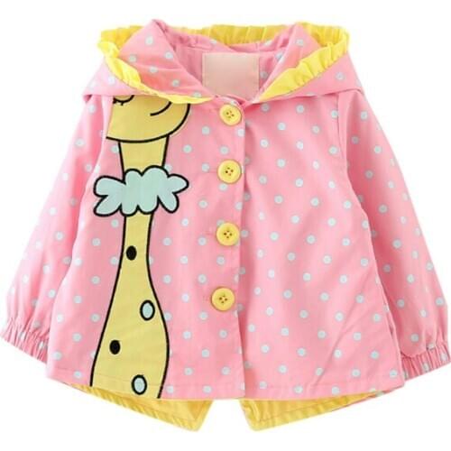 Toddler Girl Animals Printing Jacket Winter Children Kids Clothes Long Sleeve Giraffe Coat Toddler Hooded Baby Girls Outerwear