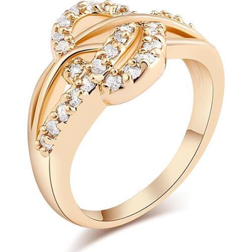 MxGxFam Elegant Zircon Rings For Women Daily Wear CZ Gold Color 18 k Fashion jewelry AAA