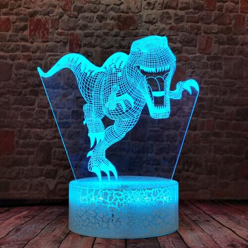 Flash 3D Illusion LED Desk Nightlight Colorful Changing Livingroom Light Dinosaur Animal Model Toys