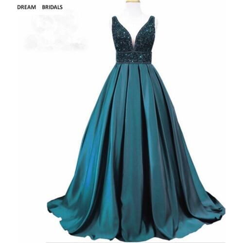 New Fashion Formal Long Evening Dresses 2019 Avondjurk Heavy Green Beading Pearls Robe De Soiree Prom Party Dresses