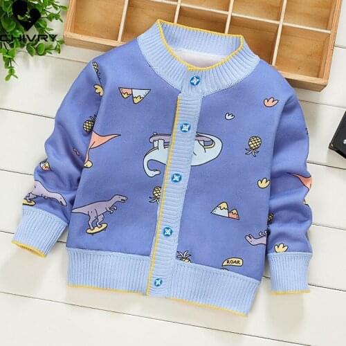 New 2021 Baby Boys Girls Fashion Cartoon Knitted Sweater Toddler Kids Autumn Winter Keep Warm Button Cardigan Sweater Jackets