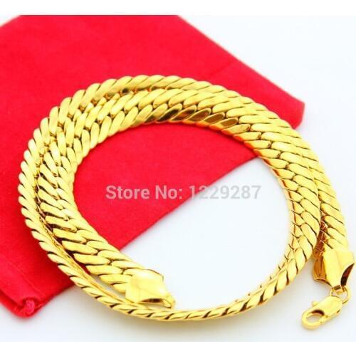 Wholesale factory price Brass Length:60CM Width: 7MM brand new necklcae Wholesale Top quality men 24K chain necklace
