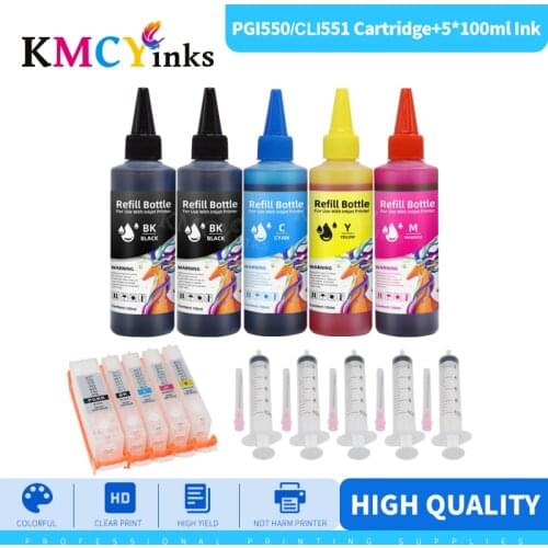 KMCYinks PGI-550 CLI-551 Refillable Ink Cartridge For Canon pgi 550 PIXMA IP7250 IX6850 MG5450 MG5650 MX925 MG6350 MG7150