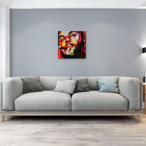 Handmade Portrait Cool Man with a Cigar Abstract Face Knife Painting Canvas Wall Art Picture for Office Room Wall Decor Dropship