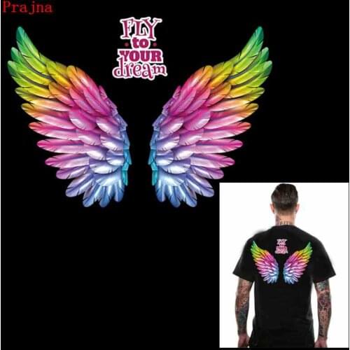Prajna Colorful Wings Iron On Heat Transfers Vinyl Thermal Ironing Stickers On T-shirt Heat Transfer Washable Patches On Clothes