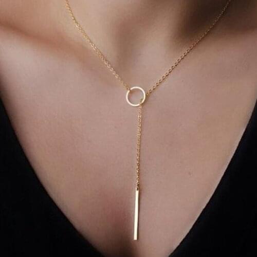 Simple Gold Plated Chain Circle Necklace Charm Womens Necklace Necklace Necklace Summer Travel Beach Party Jewelry