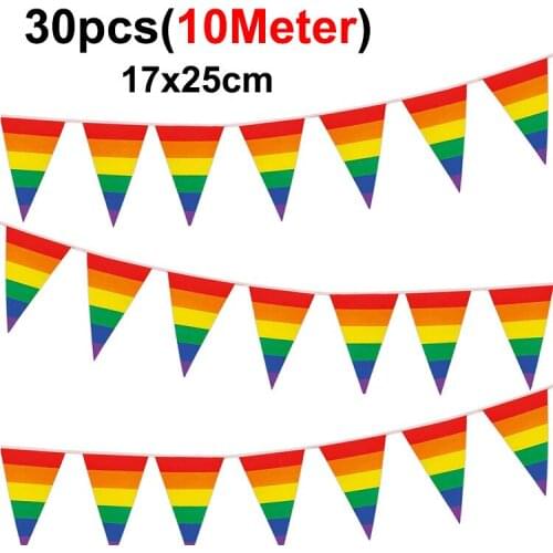 Rainbow Pennant Banner Colorful Stripes String Flags Decoration for Garden Restaurant Courtyard J2Y