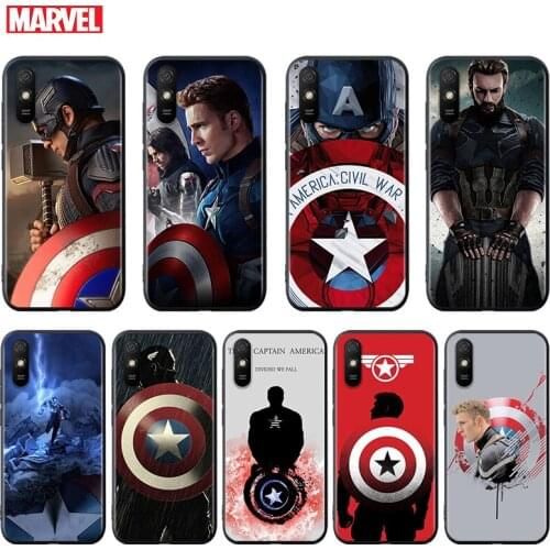 Silicone Cover Marvel Captain America For Xiaomi Redmi K40 K30i K30T K30S K20 10X GO S2 Y2 Pro Ultra Black Phone Case