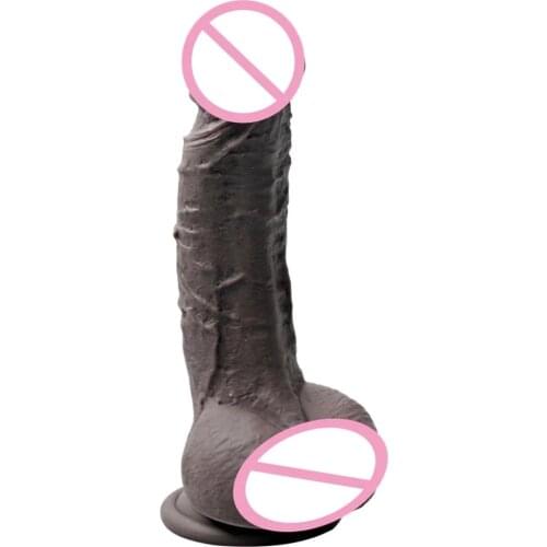 8 Inch Dark Brown Silicone Dildo with Suction Cup Soft Penis For Vaginal G-spot Anal Play Adult Sex Toy For Female Masturbation
