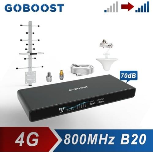 GOBOOST Cell Phone Signal Booster LTE 4G Band 20 Mobile Cellular Amplifier 800 MHz Network Repeater Boosters Set