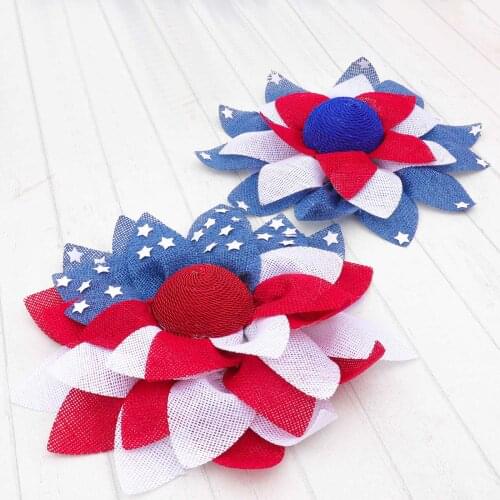 Independence Day Wreath Garland Decor Wreath with American Flag Print Patriotic Fabric Front Door Wall Decoration