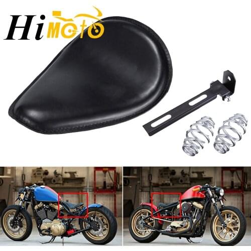 Vintage Motorcycle Front Driver Seat Solo Seat Cover 3" Spring T-Bar Mount Bracket For Honda Suzuki Harley Chopper Bobber Custom
