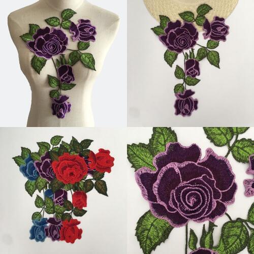 High quality Embroidery Rose flower Polyester lace and ornaments Sewing DIY Lace Collar Dress Lace fabric Needlework Accessories