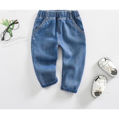 Unisex Jeans Casual Korean Spring Autumn Pants for Girls Elastic Waist Toddler Boys Denim Pants 2019 New Arrival Kids Trousers