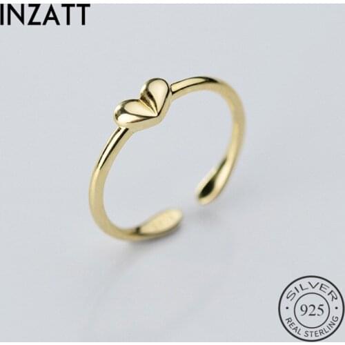 INZATT Real 925 Sterling Silver Heart Ring For Fashion Women Birthday Party Cute Fine Jewelry Minimalist Accessories Gift