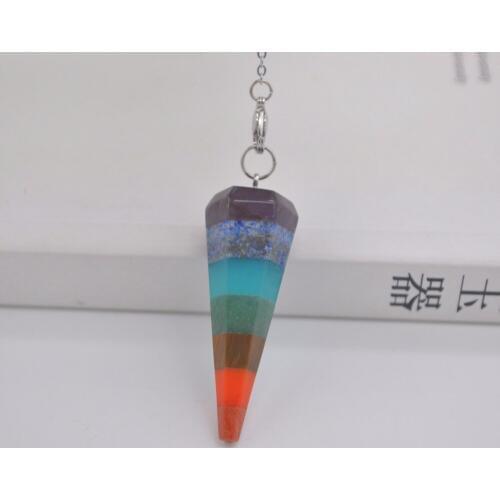 Natural Stone Dowsing Pendulum Reiki Rainbow Pendant Jewelry For Woman Gift S3114