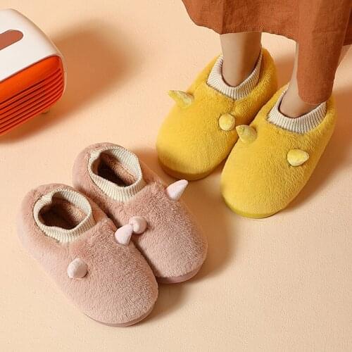 Winter Home Cotton Shoes Warm Fur Slippers For Women Men Cute Deer Bedroom Warm Plush Non-slip Couples Indoor Furry Slippers