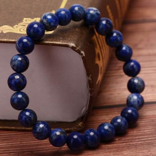 1x Natural 8mm Lapis Lazuli Beads Bracelets Unisex Elastic Bangle Jewelry Gifts