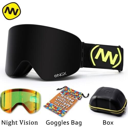 1 Set Ski Goggles Double Lens UV400 Anti-fog Adult Snowboard Skiing Glasses Women Men Snow Skiing Eyewear with More Lens and Box