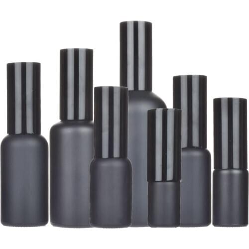 10pcs/lot 100ml 50ml 30ml 20ml 15ml 10ml Shining Black Glass Perfume Bottle Atomizer Fragrance Containers