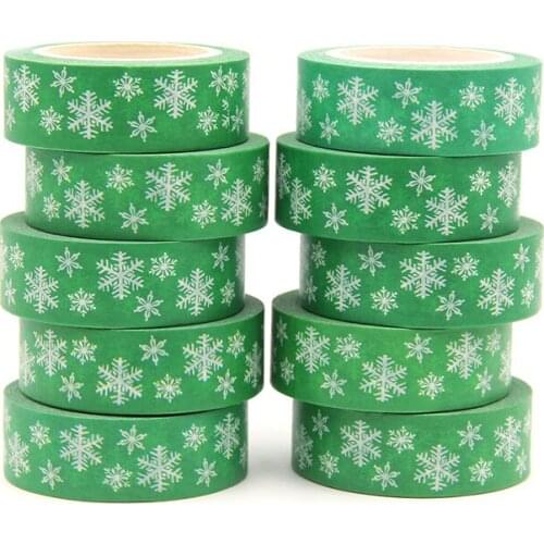 10pcs/lot 15mm*10m Kawaii Christmas Snow Green Washi Tapes for Scrapbooking Stickers Adhesive Masking Tapes Stationery