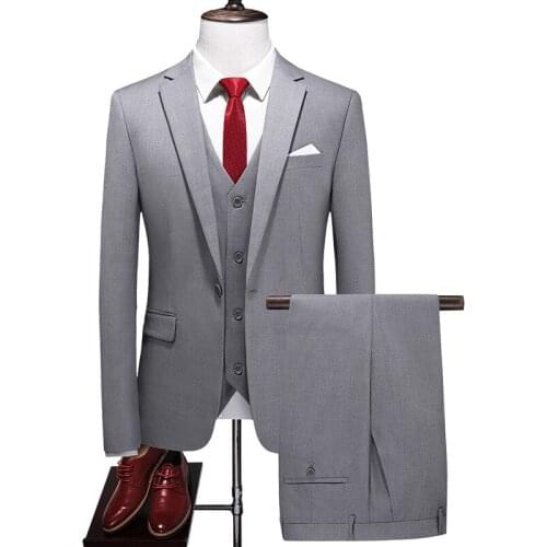 17 colors (Jacket+Pants+vest) high-end custom business suit three-piece mens slim tuxedo mens wedding prom dress Plus size 6XL