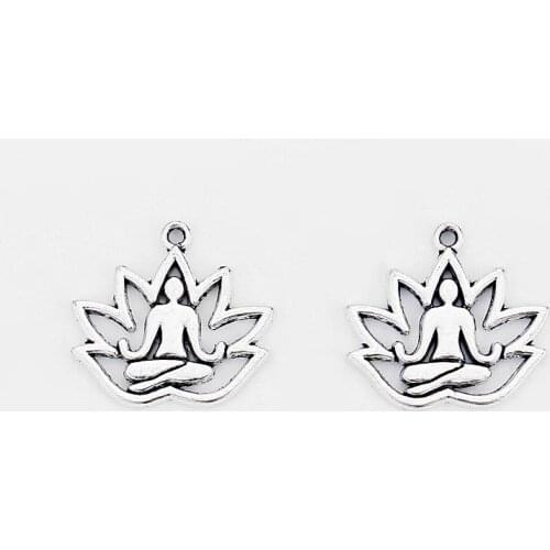 Antique Hollow Lotus Buddha Meditation Charms Pendants for fashion chains and necklaces 2021 Jewelry on the neck making 30pcs